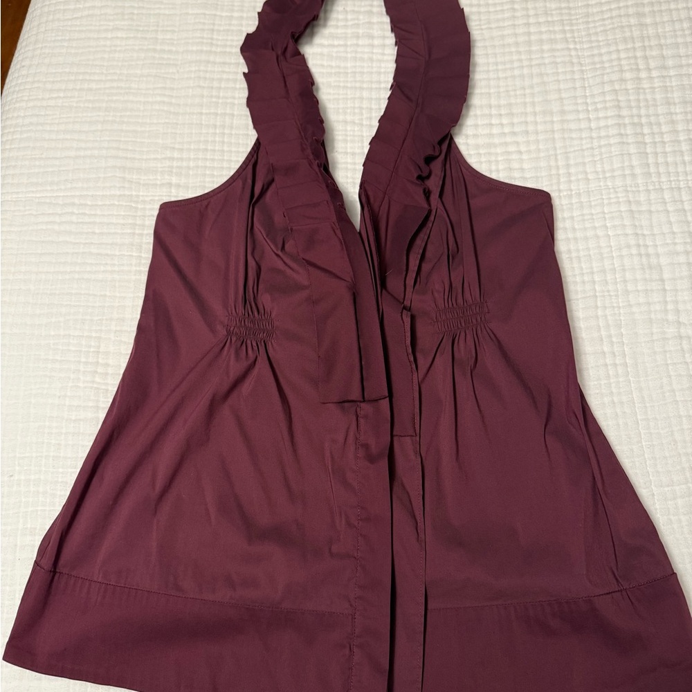 BCBGMaxAzria Red Ruffled Halter Tank Top